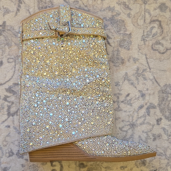Steve Madden Shoes - Steve Madden Gold Crystal Embellished Mid-Calf Boot